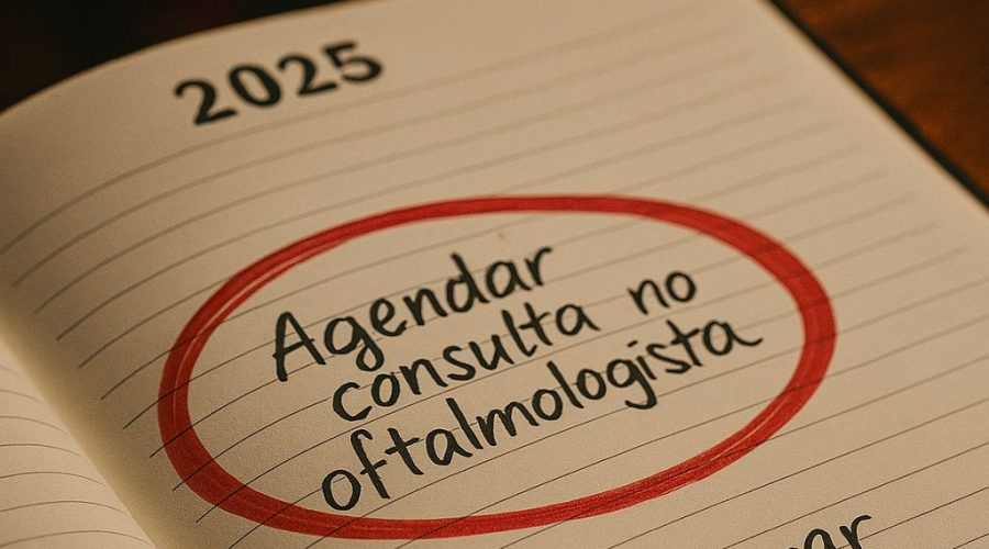 Check-up Oftalmológico como Prioridade de Fim de Ano Agenda de planejamento de fim de ano com a consulta oftalmológica marcada como prioridade.